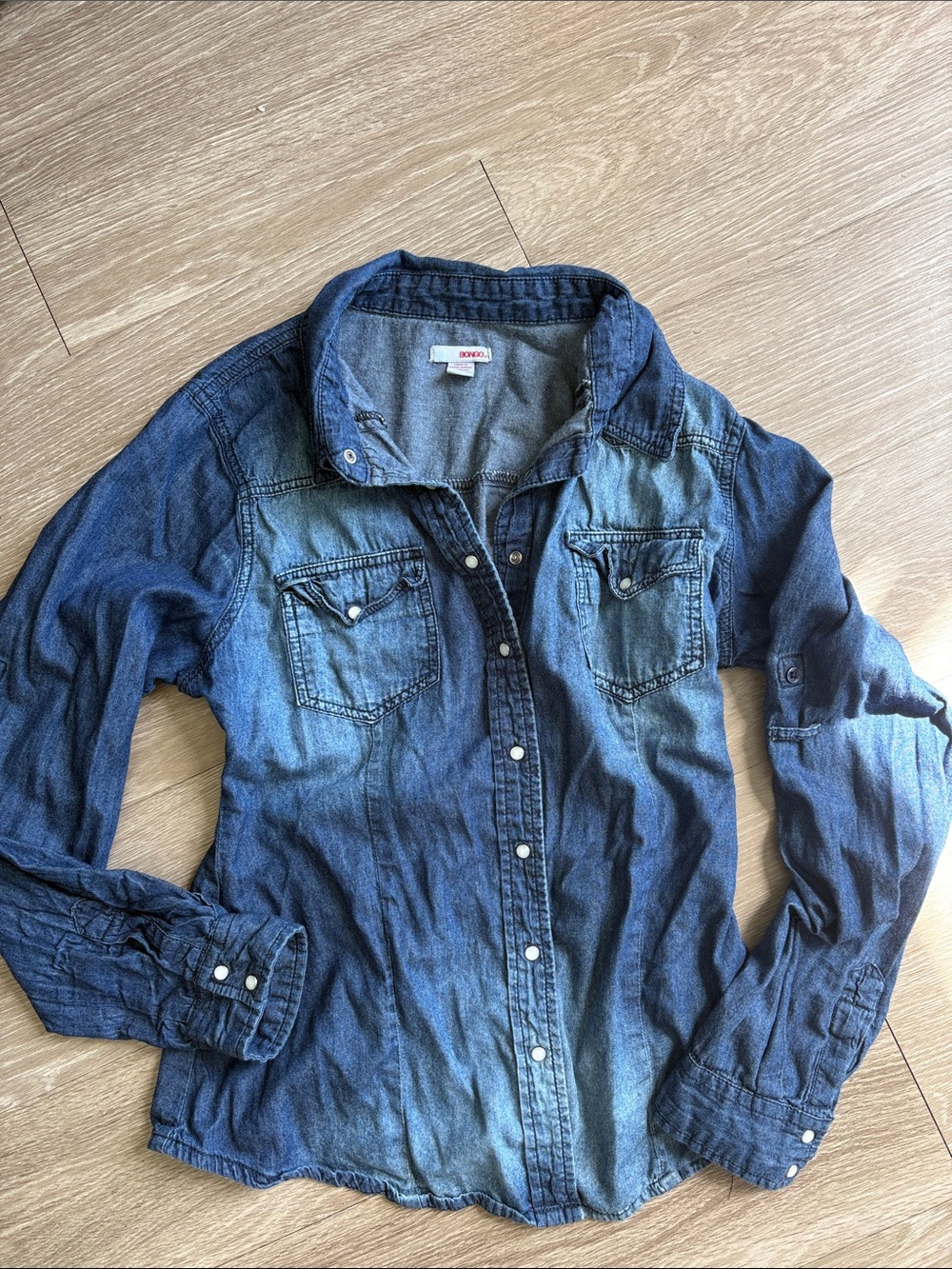 BONGO Light Blue Chambray Shirt with Red Logo